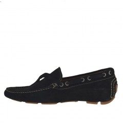 Men's laced car shoe in black suede - Available sizes:  52 2