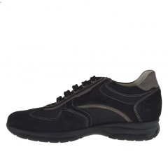 Scarpa da uomo stringata sportiva in camoscio e tessuto nero e pelle taupe - Misure disponibili: 36 2