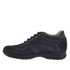Chaussure sportif pour hommes avec lacets en daim et tissu bleu foncé - Pointures disponibles:  36 2
