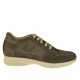 Men's sports lace-up shoe in taupe nubuck leather, leather and fabric - Available sizes:  36