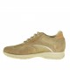 Scarpa da uomo stringata sportiva in camoscio e tessuto beige -  