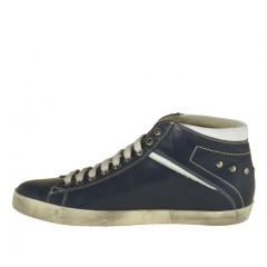 Chaussure sportif à lacets pour homme en cuir bleu foncé et blanc - Pointures disponibles:  36 2