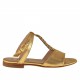 Woman's sandal with anklestrap and rhinestones in golden leather heel 1 - Available sizes:  32