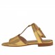 Woman's sandal with anklestrap and rhinestones in golden leather heel 1 - Available sizes:  32