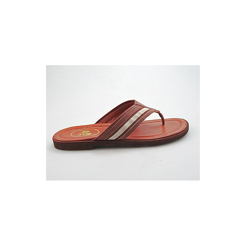 Mule entredoigt pour hommes en cuir beige et cognac - Pointures disponibles:  47