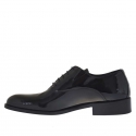 Elegant men's oxford shoes with laces in black patent leather - Available sizes:  36, 37, 48, 50