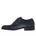 Elegant men's shoes with optional laces in dark blueleather and patent leather - Available sizes:  50