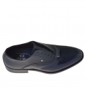 Elegante zapato para hombre con cordones opcionales en piel y charol de color azul oscuro - Tallas disponibles:  50