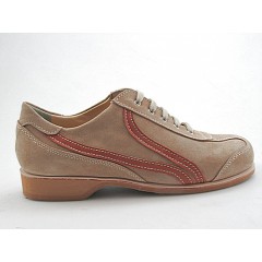 Zapato con cordones para hombre en gamuza beis y piel cognac - Tallas disponibles:  36, 49, 50