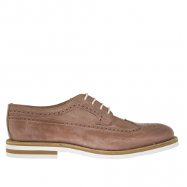 Chaussure derby pour hommes avec lacets et bout Brogue en cuir antique taupe - Pointures disponibles:  46, 47