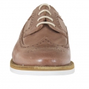 Scarpa derby stringata con decorazioni Brogue in pelle vintage taupe - Misure disponibili: 46, 47