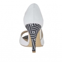 Offener Damenschuh aus weissem Leder und optisch bedruckem Wildleder Absatz 9 - Verfügbare Größen:  42