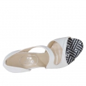 Offener Damenschuh aus weissem Leder und optisch bedruckem Wildleder Absatz 9 - Verfügbare Größen:  42