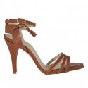 Sandale pour femmes avec courroies en cuir cognac talon 9 - Pointures disponibles:  42