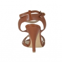 Sandale pour femmes avec courroies en cuir cognac talon 9 - Pointures disponibles:  42