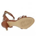 Sandale pour femmes avec courroies en cuir cognac talon 9 - Pointures disponibles:  42