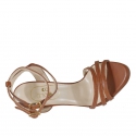 Sandale pour femmes avec courroies en cuir cognac talon 9 - Pointures disponibles:  42