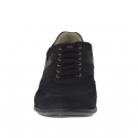 Men's laced sports shoe in black nubuck, leather and fabric - Available sizes:  46