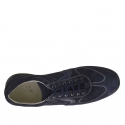 Scarpa da uomo sportiva stringata in pelle e camoscio blu - Misure disponibili: 46