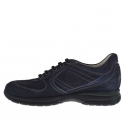Zapato deportivo para hombre con cordones en gamuza y piel azul - Tallas disponibles:  36, 37