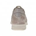 Men's sports shoe with laces in grey suede, leather and fabric - Available sizes:  36, 37