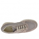 Chaussure pour hommes sportif avec lacets en daim, cuir et tissu gris - Pointures disponibles:  36, 37