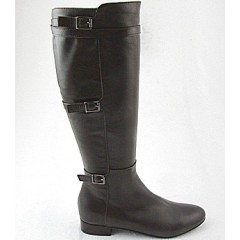 Bottes pour femmes avec fermeture éclair et boucles en cuir marron foncé talon 2 - Pointures disponibles:  32