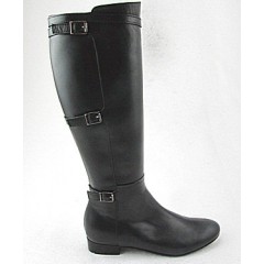 Bota para mujer con cremallera y hebillas en piel negra tacon 2 - Tallas disponibles:  32
