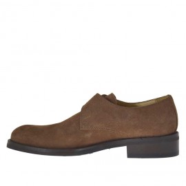 Men's shoe with bucke in tobacco brown suede - Available sizes:  50, 51, 54 2