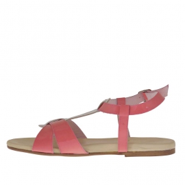 Woman's sandal in fucsia and creme coloured patent leather - Available sizes:  33 2