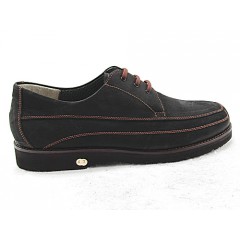 Laced men's shoe in black nubuck leather - Available sizes:  50