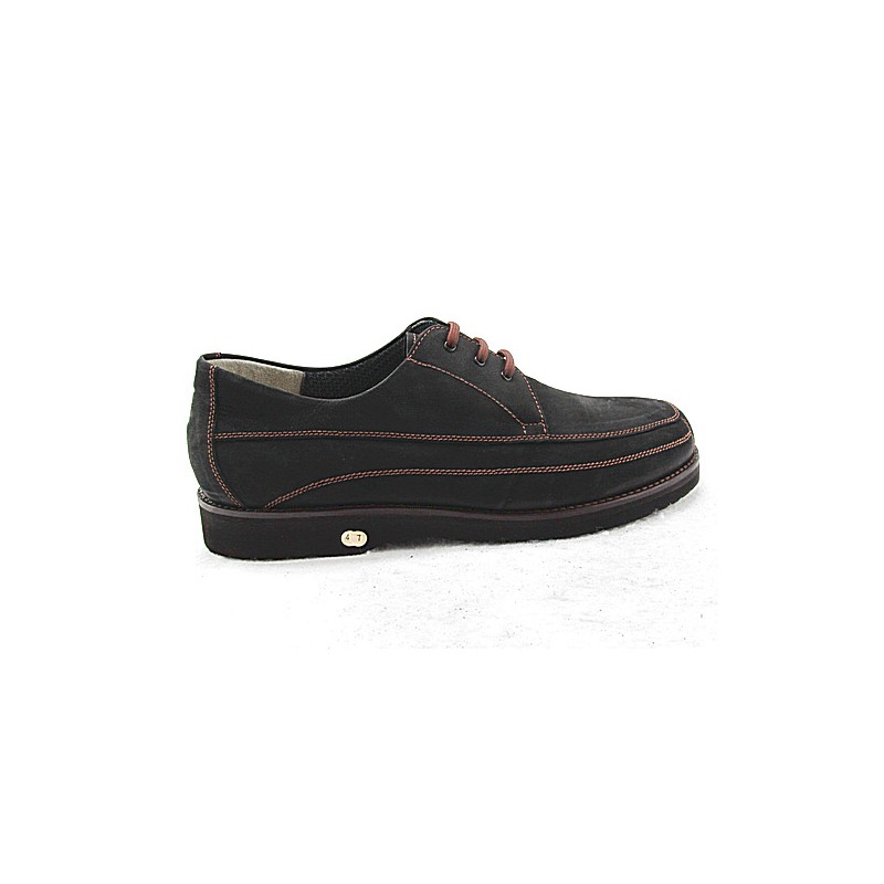 Laced men's shoe in black nubuck leather - Available sizes:  50