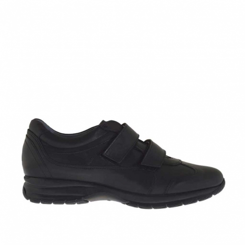 Scarpa sportiva da uomo con velcro in pelle nero - Misure disponibili: 36, 37, 38, 46