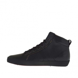 Chaussure à la cheville avec lacets pour hommes en cuir noir - Pointures disponibles:  36, 37 2