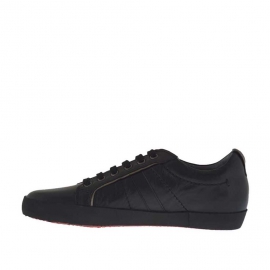Chaussure à lacets sportif pour hommes en cuir noir - Pointures disponibles:  36 2