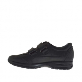 Chaussure sportif pour hommes avec velcro en cuir noir - Pointures disponibles:  37, 46 2