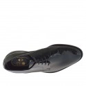 Eleganter Herrenderbyschuh mit Schnüren aus schwarzem Lackleder - Verfügbare Größen:  36, 37, 38, 46, 47, 48, 49, 50