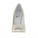 Woman's open toe pump with platform in pearled ivory leather heel 11 - Available sizes:  34