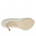 Woman's open toe pump with platform in pearled ivory leather heel 11 - Available sizes:  34
