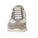 Chaussure à lacets sportif pour hommes en daim taupe et cuir blanc, rouge et vert - Pointures disponibles:  36