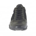 Chaussure sportif à lacets pour hommes en daim et cuir noir - Pointures disponibles:  47