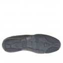 Zapato deportivo con cordones para hombre en gamuza y piel negra - Tallas disponibles:  47