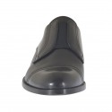 Zapato para hombre con elastico y puntera en piel y piel cepillada negra - Tallas disponibles:  37, 49