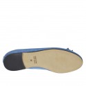 Ballerine pour femmes avec noeud en cuir lamé imprimé bleu clair talon 1 - Pointures disponibles:  32