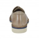 Chaussure derby sportif à lacets pour hommes en cuir et cuir imprimé taupe - Pointures disponibles:  47