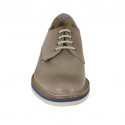 Scarpa casual stringata da uomo modello derby in pelle e pelle stampata taupe - Misure disponibili: 47