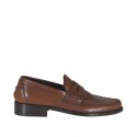 Mocasin clásico para hombre en piel marron - Tallas disponibles:  46, 47