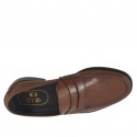Man's elegant mocassin in brown leather - Available sizes:  46, 47
