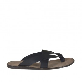 Man's flip-flop mules in black leather  - Available sizes:  47, 52