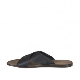Chanclas para hombres con dos bandas en piel negra - Tallas disponibles:  46, 47, 48, 51, 52 2